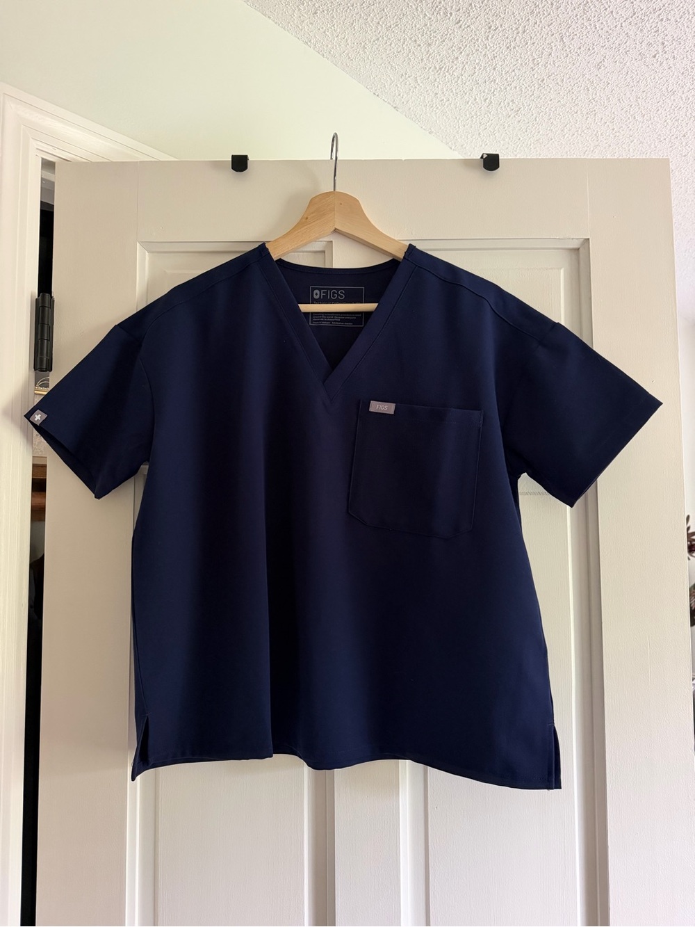 FIGS Women's Navy Short Sleeve V-Neck Scrub Top